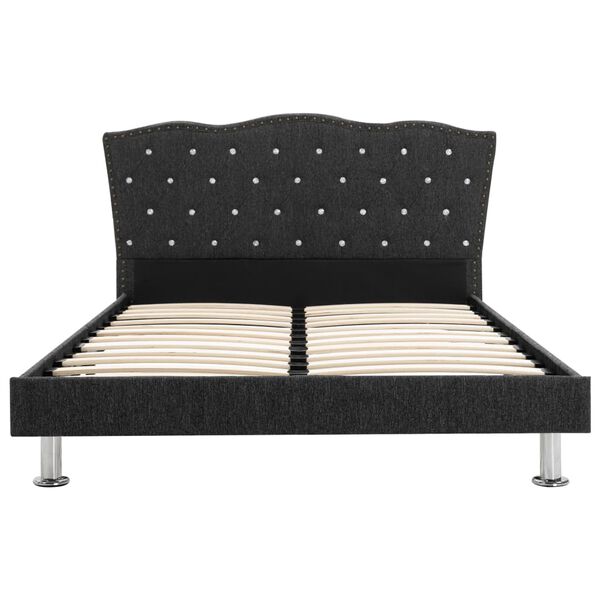 vidaXL S&auml;ng med madrass m&ouml;rkgr&aring; tyg 140x200 cm