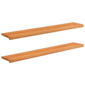 vidaXL F&ouml;nsterbr&auml;dor 2 st Ljusbrun 160 x 25 x 2 cm Massivt boktr&auml;