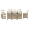 vidaXL Tr&auml;dg&aring;rdsm&ouml;belset med kudde 9 pcs Beige konstrotting