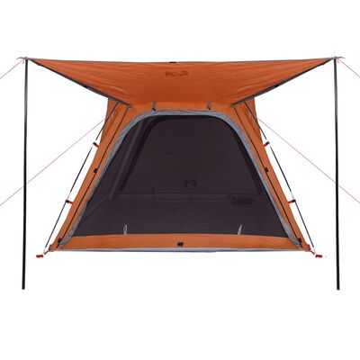 vidaXL Campingtält 4 personer grå och orange snabbrest vattentätt
