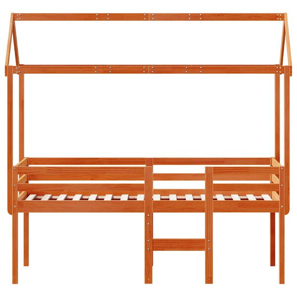 vidaXL H&ouml;g s&auml;ng med tak vaxad brun 80x200 cm massiv furu