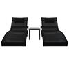 vidaXL Solsängar 2 st med bord konstrotting och textilene svart