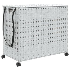 vidaXL Tv&auml;ttkorg med hjul vit 66x35x60 cm rotting