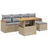 vidaXL Soffgrupp f&ouml;r tr&auml;dg&aring;rden med dynor 6 delar beige konstrotting