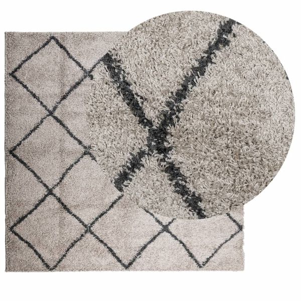 vidaXL Ryamatta PAMPLONA l&aring;ng lugg modern beige & antracit 200x200 cm