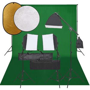 vidaXL Fotostudio med lampor, bakgrund och reflexsk&auml;rm