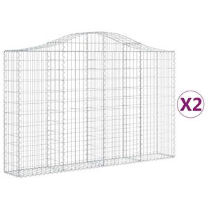 vidaXL Gabioner b&aring;gformade 2 st 200x30x120/140 cm galvaniserat j&auml;rn