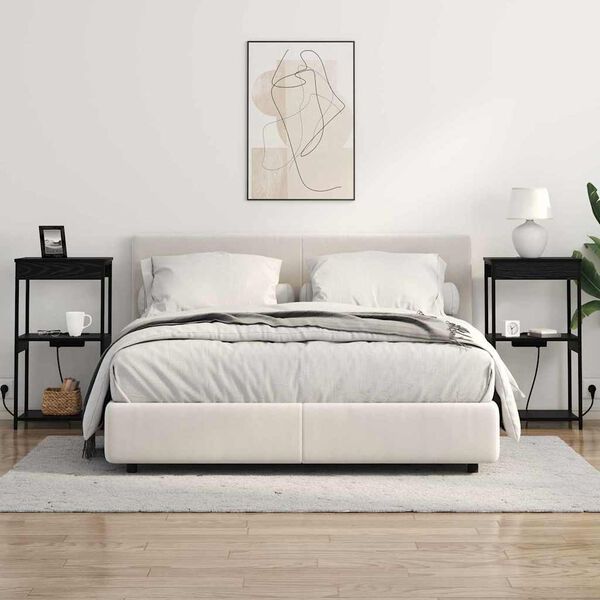 vidaXL Nattduksbord med hylla Svart Ek 41 x 31 x 76 cm Konstruerat tr&auml;