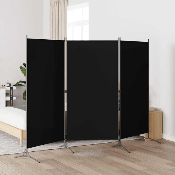 vidaXL Rumsavdelare 3 paneler svart 260x180 cm