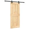 vidaXL Skjutd&ouml;rr Naturlig och svart 85 x 210 cm Massiv furutr&auml;d&ouml;rr
