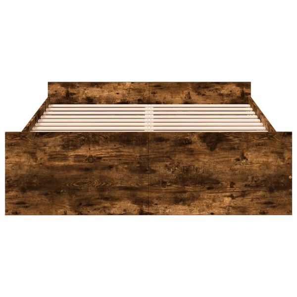 vidaXL S&auml;ngram med l&aring;dor r&ouml;kf&auml;rgad ek 140x190 cm konstruerad tr&auml;