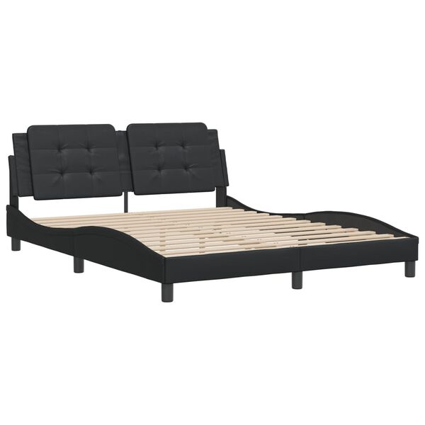 vidaXL Bed Frame without Mattress "Zadar" Black 160x200 cm Faux Leather