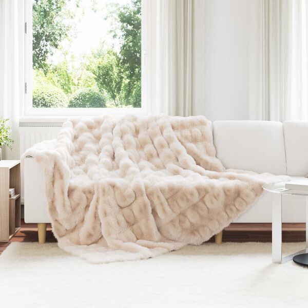 vidaXL Faux Kaninp&auml;ls Filt Beige 220 x 240 cm Polyester