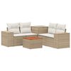 vidaXL Soffset 6 st Beige och kr&auml;mvit Poly Rattan och st&aring;l