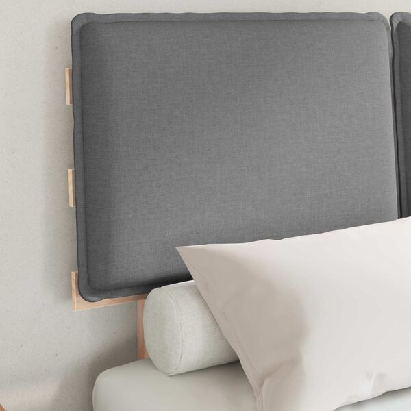 vidaXL Sängram med Klädd Huvudgavel Ljusgrå 120 x 190 cm Massiv furu