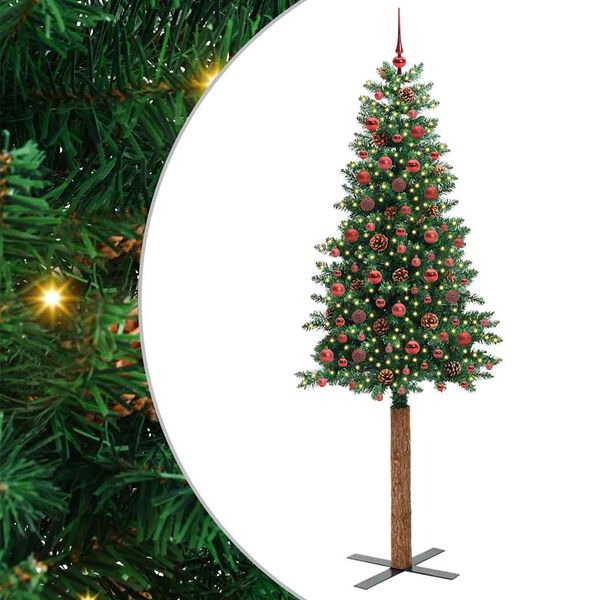 vidaXL Smal julgran med 300 LED-lampor Gr&ouml;n 210 cm PVC och solid furu