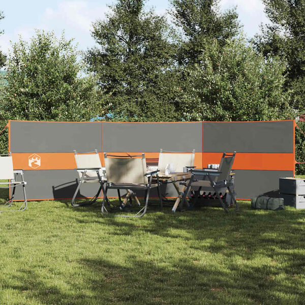 vidaXL Vindskydd för camping grå och orange 490x123 cm vattentät