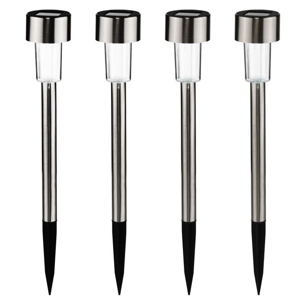 HI Tr&auml;dg&aring;rdsbelysning solcell LED 4-pack rostfritt st&aring;l 36 cm