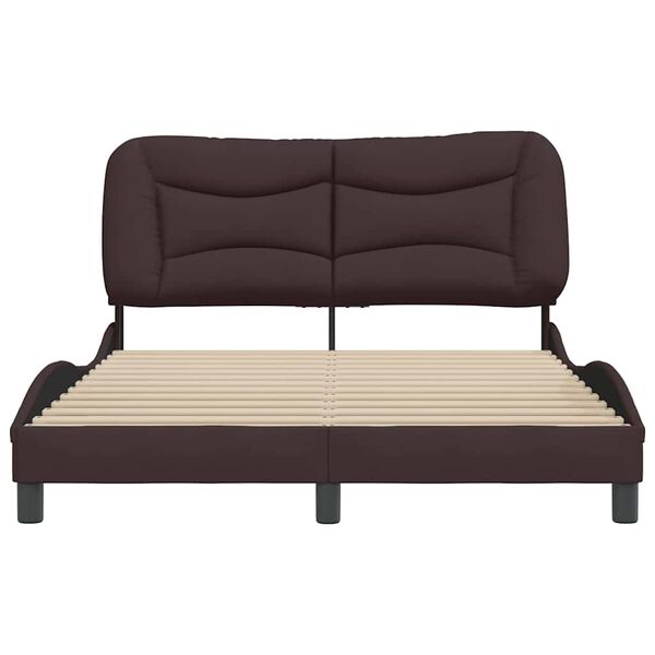 vidaXL Bed Frame without Mattress "Hvar" Dark Brown 140x190 cm Fabric