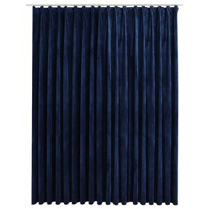 vidaXL M&ouml;rkl&auml;ggningsgardin med krokar sammet m&ouml;rkbl&aring; 290x245 cm