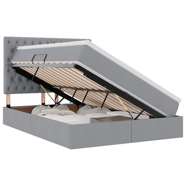 vidaXL F&ouml;rvaringss&auml;ng med madrass Ljusgr&aring; 140 x 200 cm Polyester