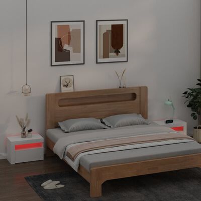 vidaXL Sängbord med LEDs 2 st vit 60x35x40 cm
