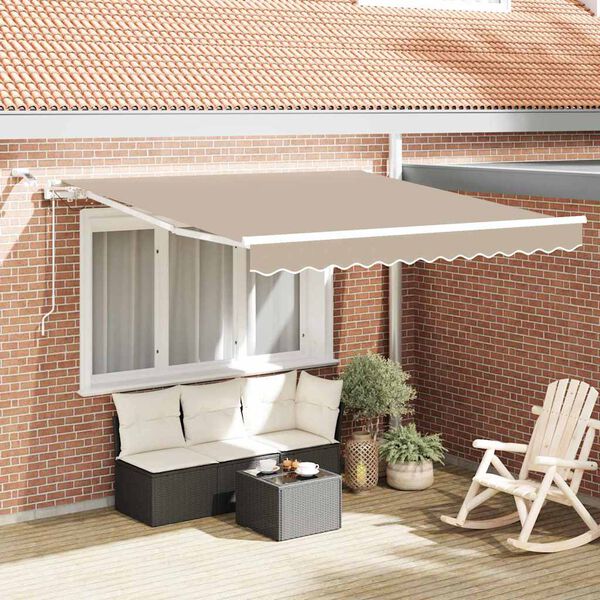 vidaXL Utf&auml;llbar markis Beige 300 x 250 cm Polyester och metall