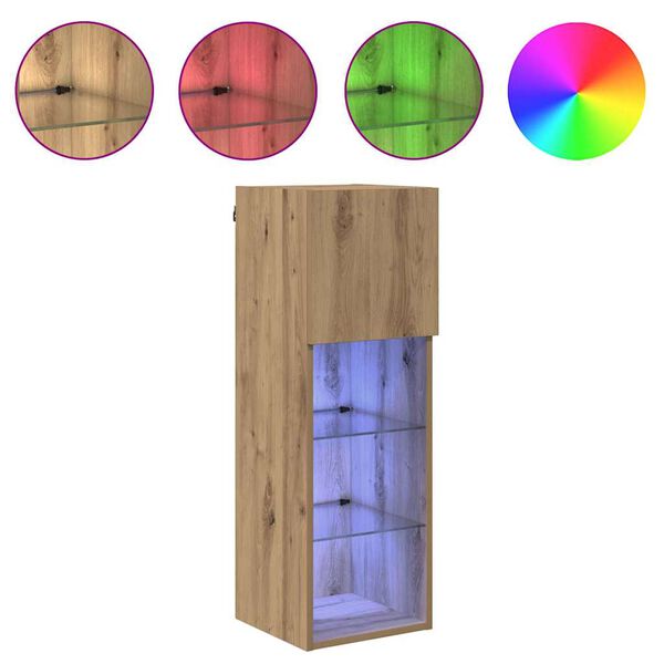 vidaXL V&auml;ggmonterad TV-sk&aring;p V&auml;ggmonterad Artisan Ek 30,5 x 30 x 90 cm