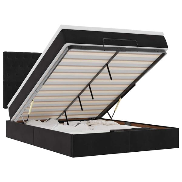 vidaXL Ottoman s&auml;ngram med madrasser svart 140x200 cm sammet