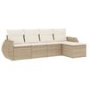 vidaXL Soffgrupp f&ouml;r tr&auml;dg&aring;rden med dynor 5 delar beige konstrotting