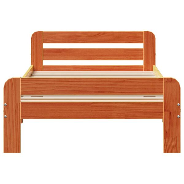 vidaXL S&auml;ngram utan madrass vaxbrun 75x190 cm massiv furu