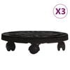 vidaXL Blomvagnar med hjul 3 st diameter 30 cm svart 170 kg