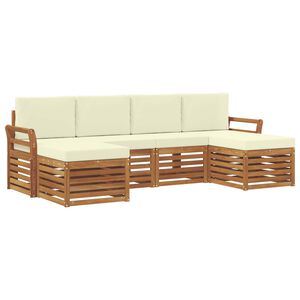 vidaXL Soffgrupper 6 pcs Naturlig och Gr&auml;dde Massivt Akaciatr&auml;