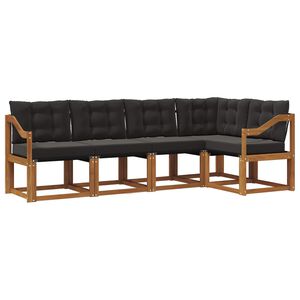 vidaXL Utomhussoffset med kudde 5 pcs Naturlig och svart