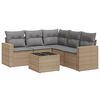 vidaXL Soffgrupp f&ouml;r tr&auml;dg&aring;rden med dynor 6 delar beige konstrotting
