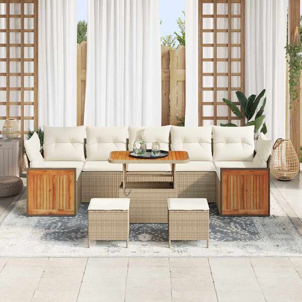 vidaXL Tr&auml;dg&aring;rdsoffset 13 pcs Beige och gr&auml;ddf&auml;rgad konstrotting