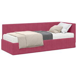 vidaXL H&ouml;rn S&auml;ngram med Madrass 2 st Vinr&ouml;d 80 x 200 cm Sammet