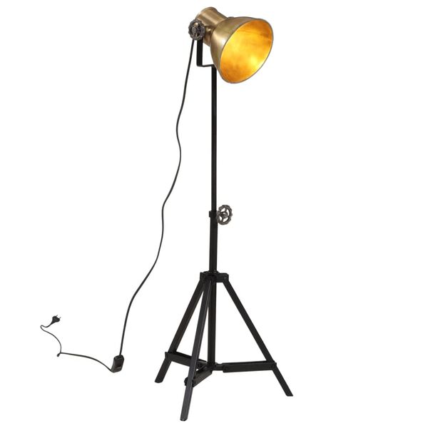 vidaXL Golvlampa 25 W antik m&auml;ssing 35x35x65/95 cm E27