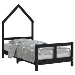vidaXL S&auml;ngram f&ouml;r barns&auml;ng svart 80x160 cm massiv furu