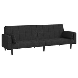 vidaXL B&auml;ddsoffa 2-sits med tv&aring; kuddar svart tyg