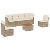 vidaXL Matgrupp f&ouml;r tr&auml;dg&aring;rden med dynor 7 delar beige konstrotting