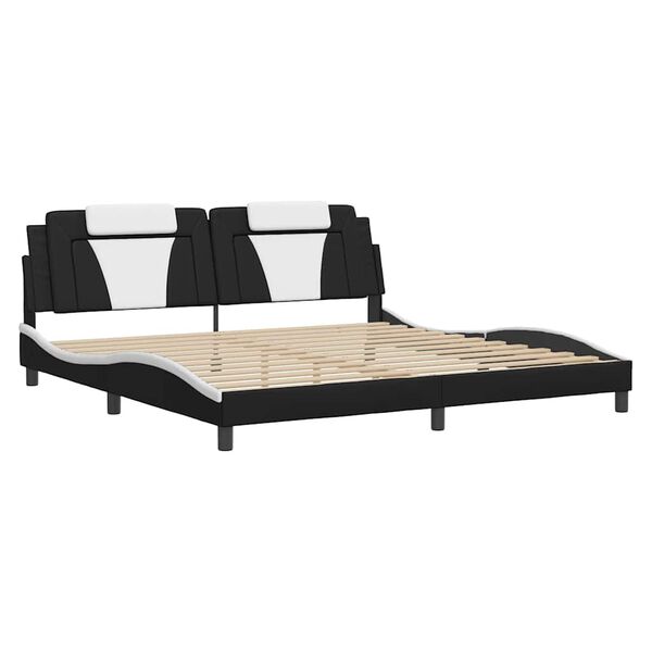 vidaXL Bed Frame "Viana" without Mattress Black and White 200x200 cm Faux Leather