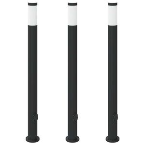 vidaXL Pollare med uttag 3 st 110 cm rostfritt st&aring;l IP44