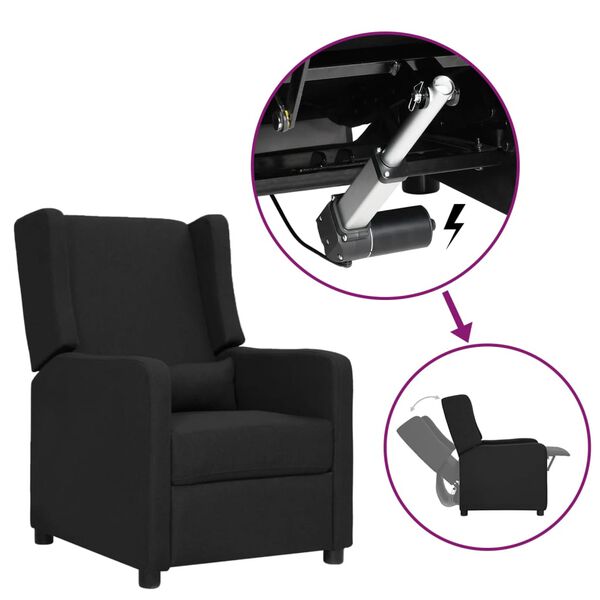 vidaXL f&aring;t&ouml;lj med uppresningshj&auml;lp svart tyg