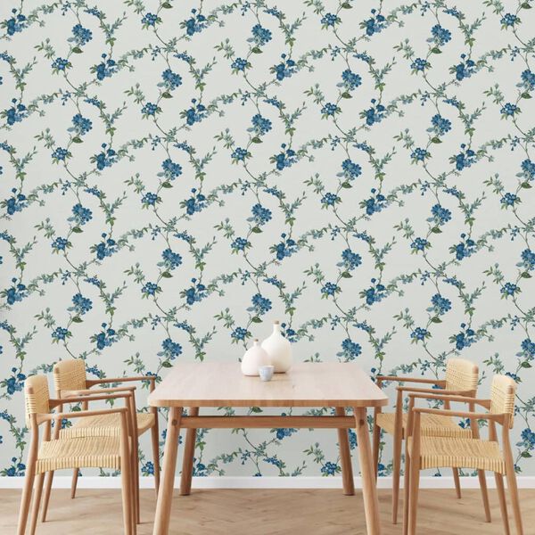 DUTCH WALLCOVERINGS Tapet Flower ljusblå