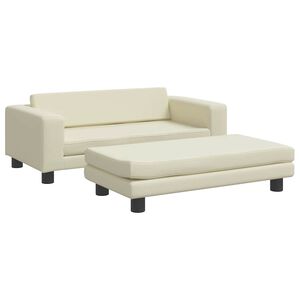 vidaXL Barnsoffa med fotpall gr&auml;ddvit 100x50x30 cm konstl&auml;der