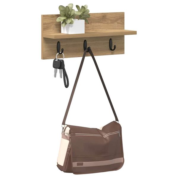 vidaXL V&auml;ggmonterad Kl&auml;dh&auml;ngare Artisan Ek 40 x 10,5 x 18 cm