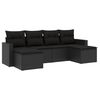 vidaXL Loungegrupp med dynor 6 delar svart konstrotting