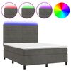vidaXL Rams&auml;ng med madrass & LED m&ouml;rkgr&aring; 140x190 cm sammet
