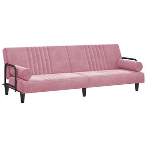 vidaXL B&auml;ddsoffa med armst&ouml;d rosa sammet